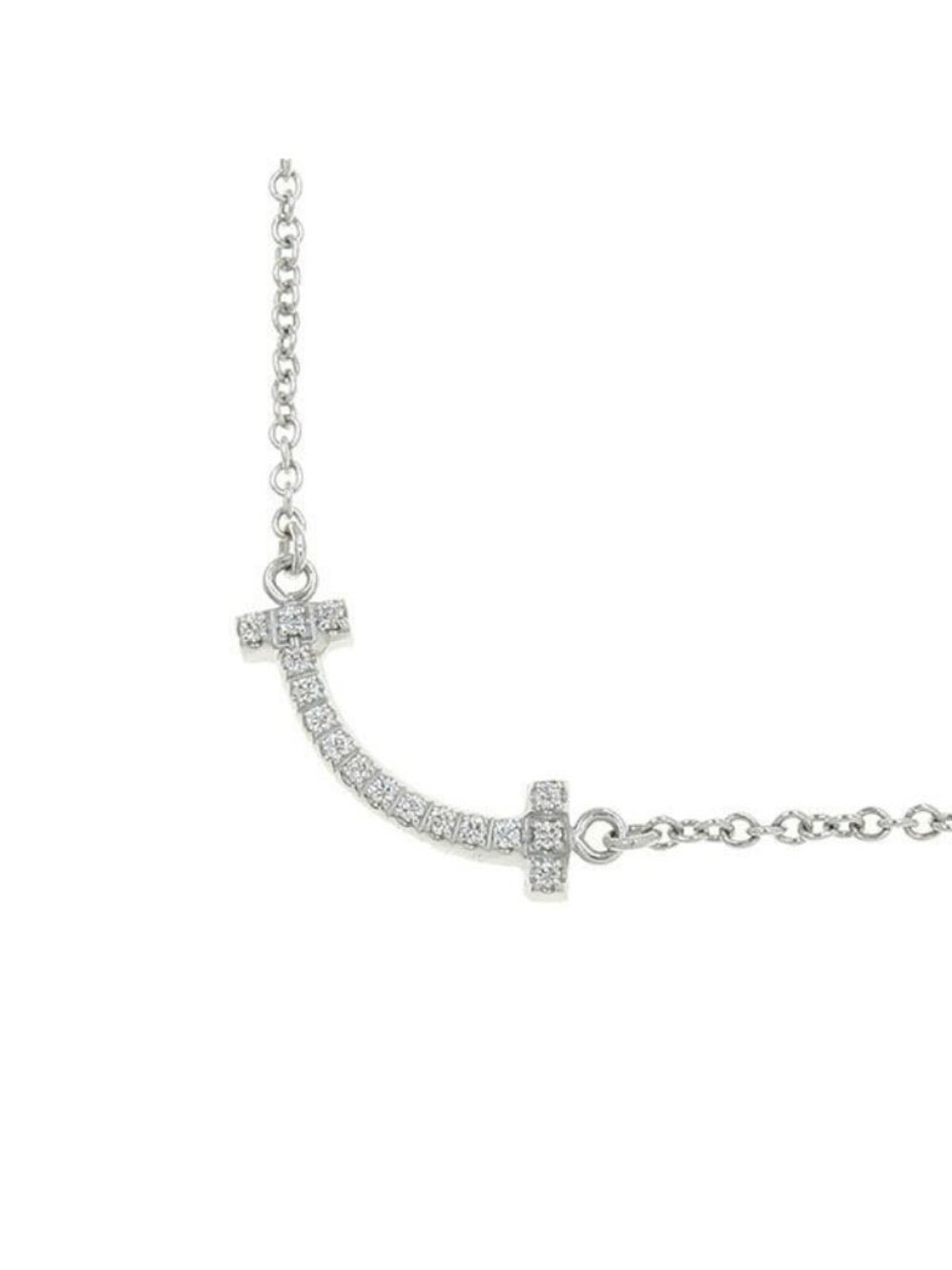 Tiffany & Co T Smile Diamond Necklace Mini